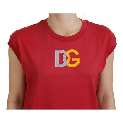 Dolce & Gabbana Red Cotton DG Logo Tank Top T-shirt