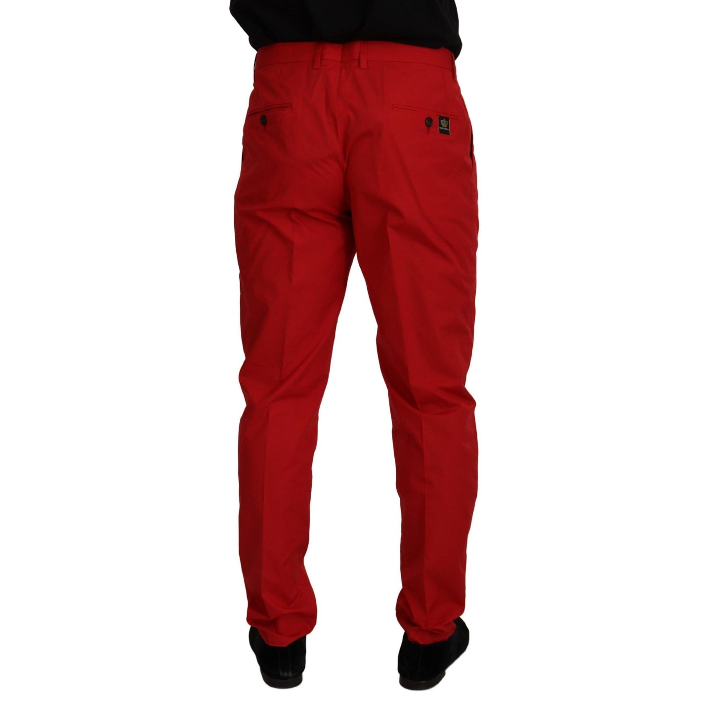 Dolce & Gabbana Red Cotton Slim Fit Trousers Chinos Pants