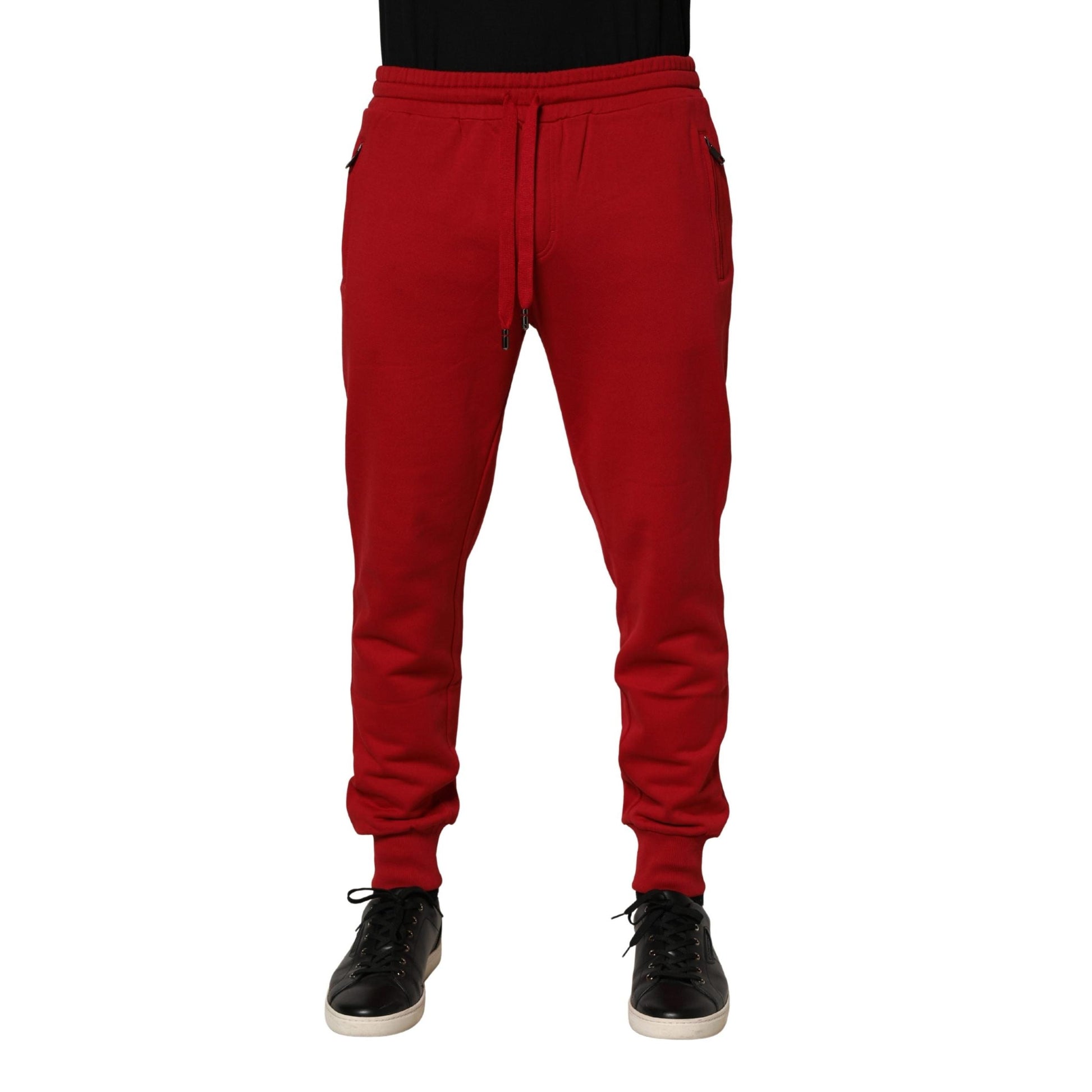 Dolce & Gabbana Red DG Logo Cotton Jogger Men Sweatpants Pants