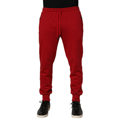 Dolce & Gabbana Red DG Logo Cotton Jogger Men Sweatpants Pants