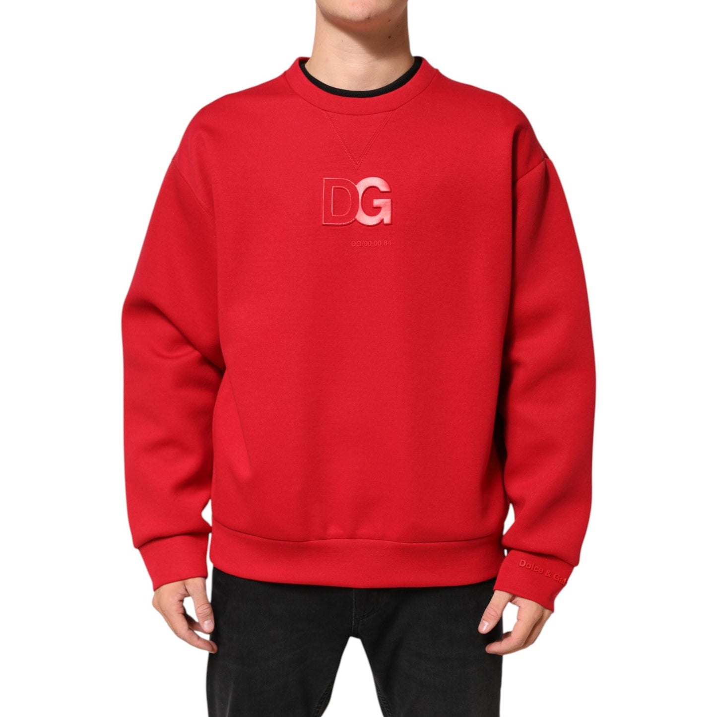 Dolce & Gabbana Red DG Logo Crew Neck Men Sweatshirt Sweater