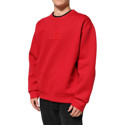 Dolce & Gabbana Red DG Logo Crew Neck Men Sweatshirt Sweater