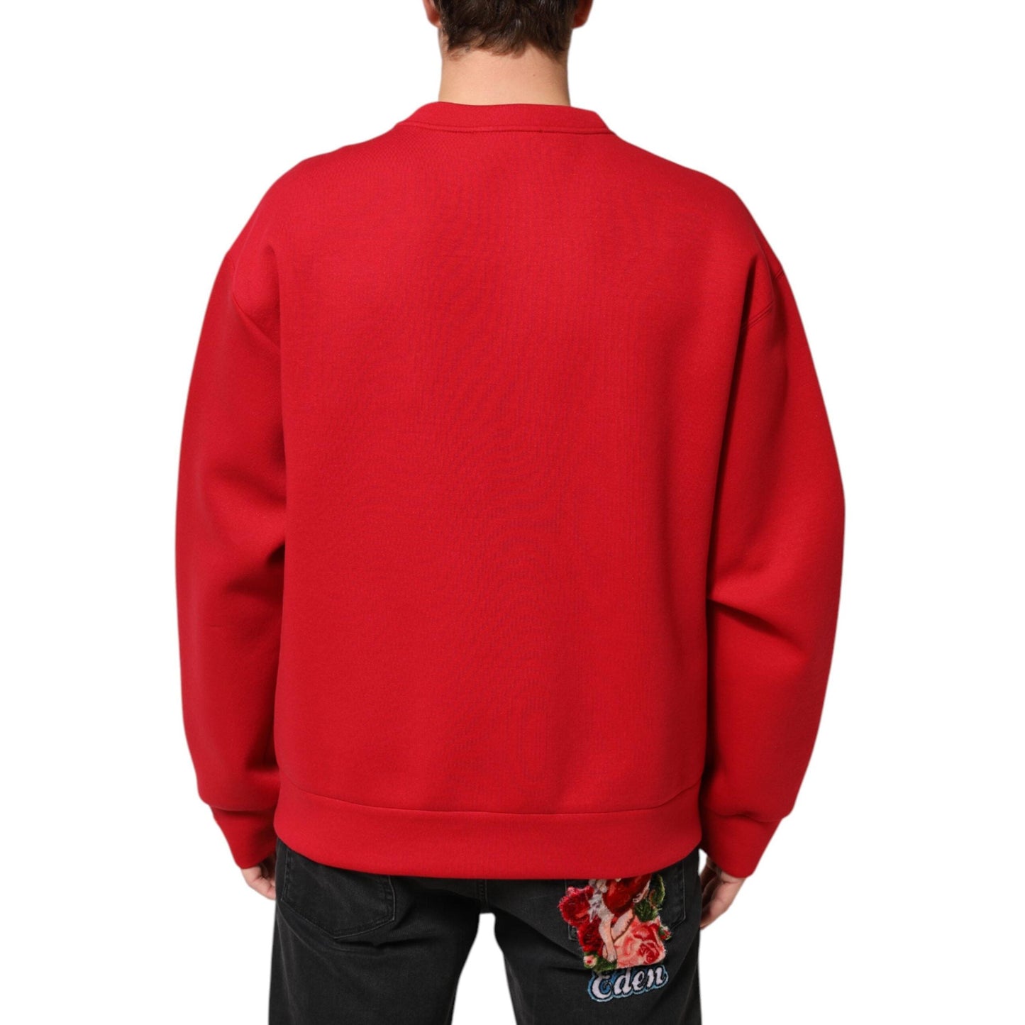 Dolce & Gabbana Red DG Logo Crew Neck Men Sweatshirt Sweater