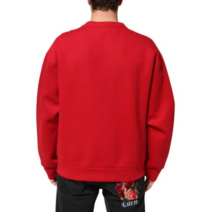 Dolce & Gabbana Red DG Logo Crew Neck Men Sweatshirt Sweater
