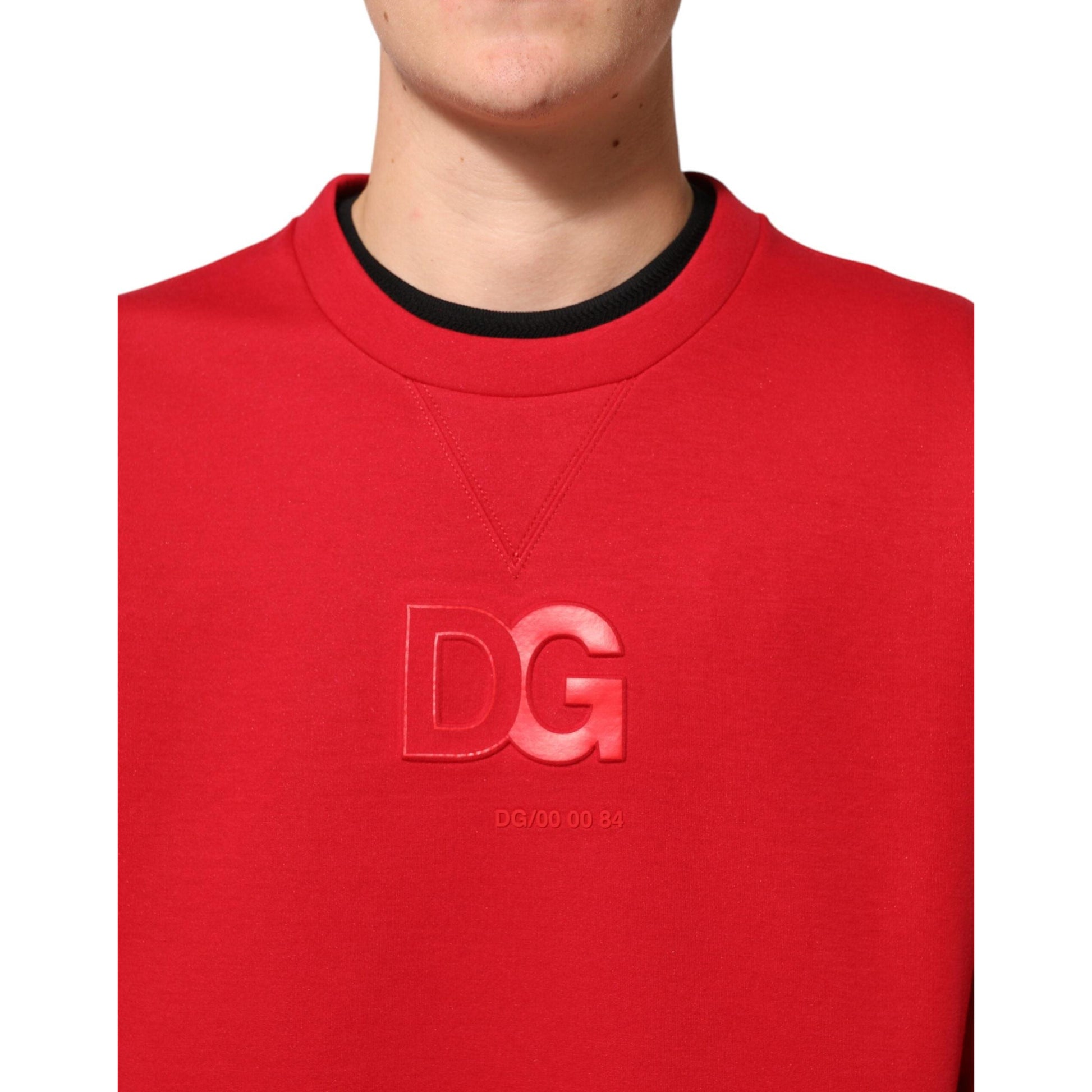 Dolce & Gabbana Red DG Logo Crew Neck Men Sweatshirt Sweater