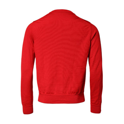 Dolce & Gabbana Red Eye Print Crew Neck Men Pullover Sweater