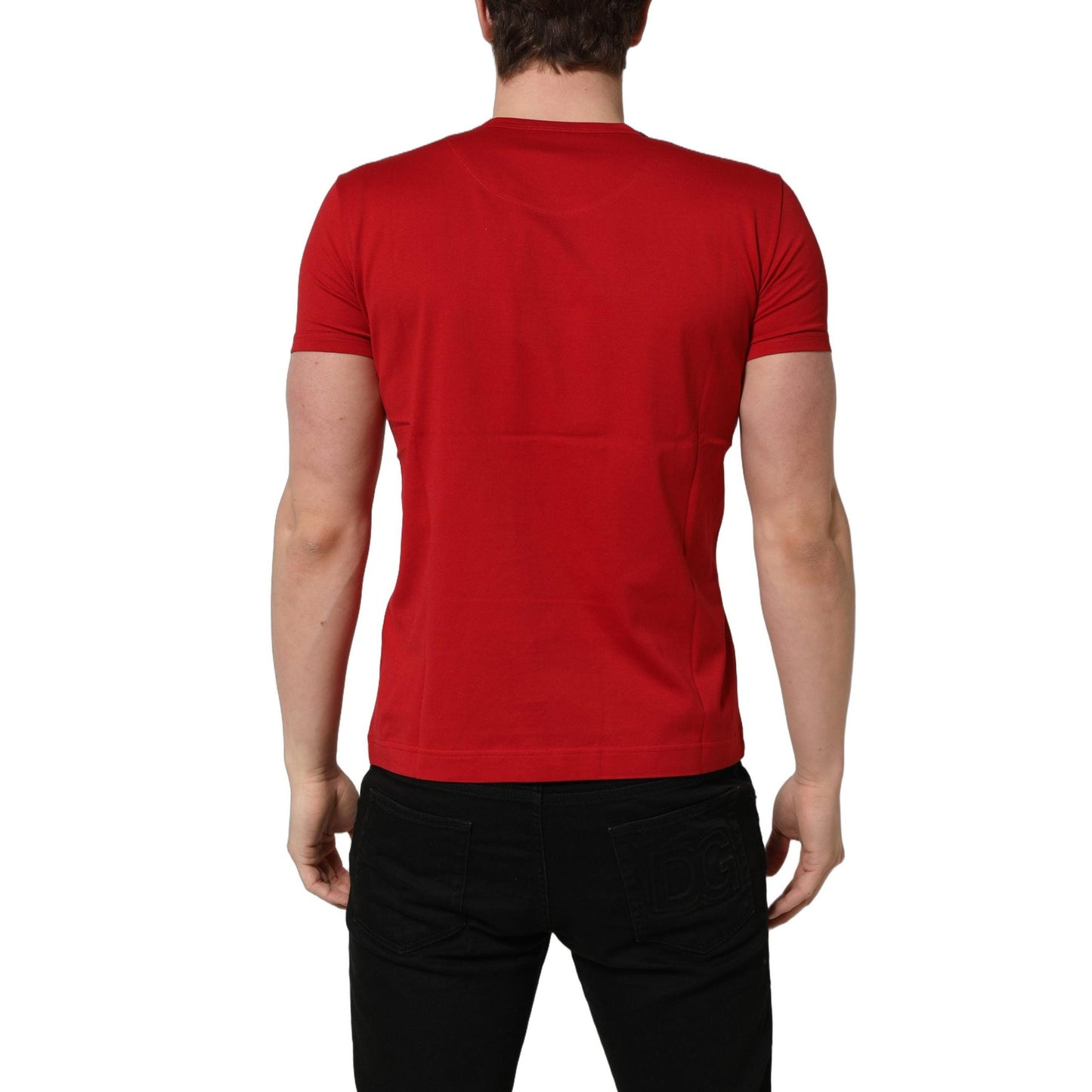 Dolce & Gabbana Red Goodluck 2023 Cotton Crew Neck T-shirt