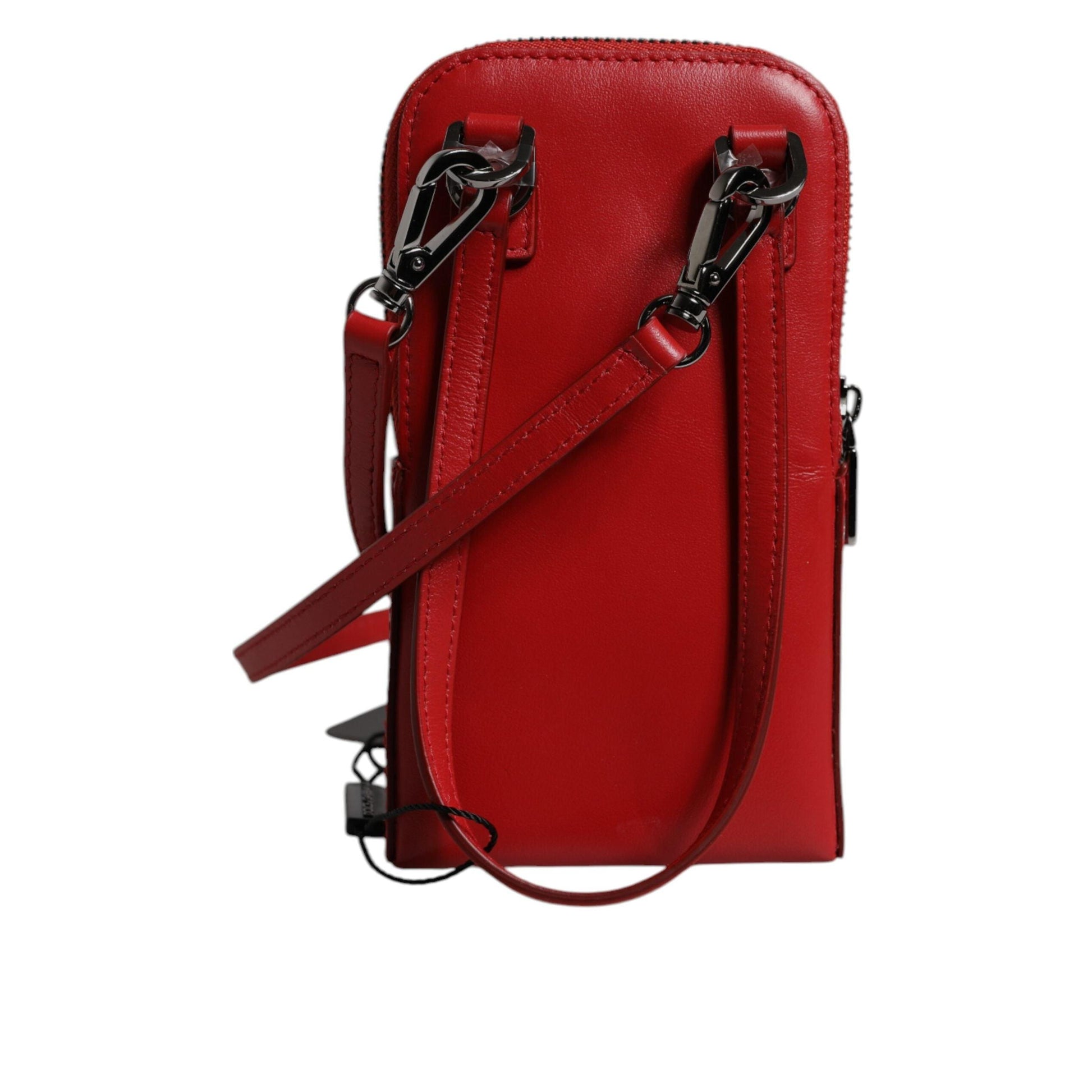 Dolce & Gabbana Red Leather Purse Phone Sling Crossbody Neck Strap Bag