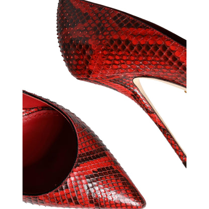 Dolce & Gabbana Red Leather Stiletto High Heels Pumps Shoes