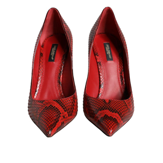 Dolce & Gabbana Red Leather Stiletto High Heels Pumps Shoes