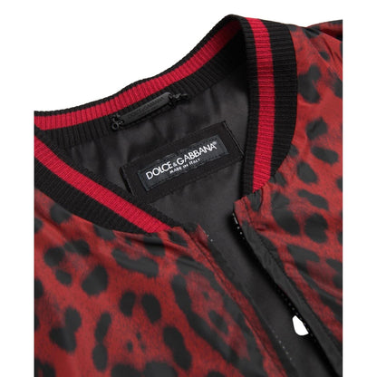 Dolce & Gabbana Red Leopard Bomber Short Coat Jacket