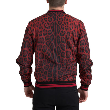 Dolce & Gabbana Red Leopard Bomber Short Coat Jacket