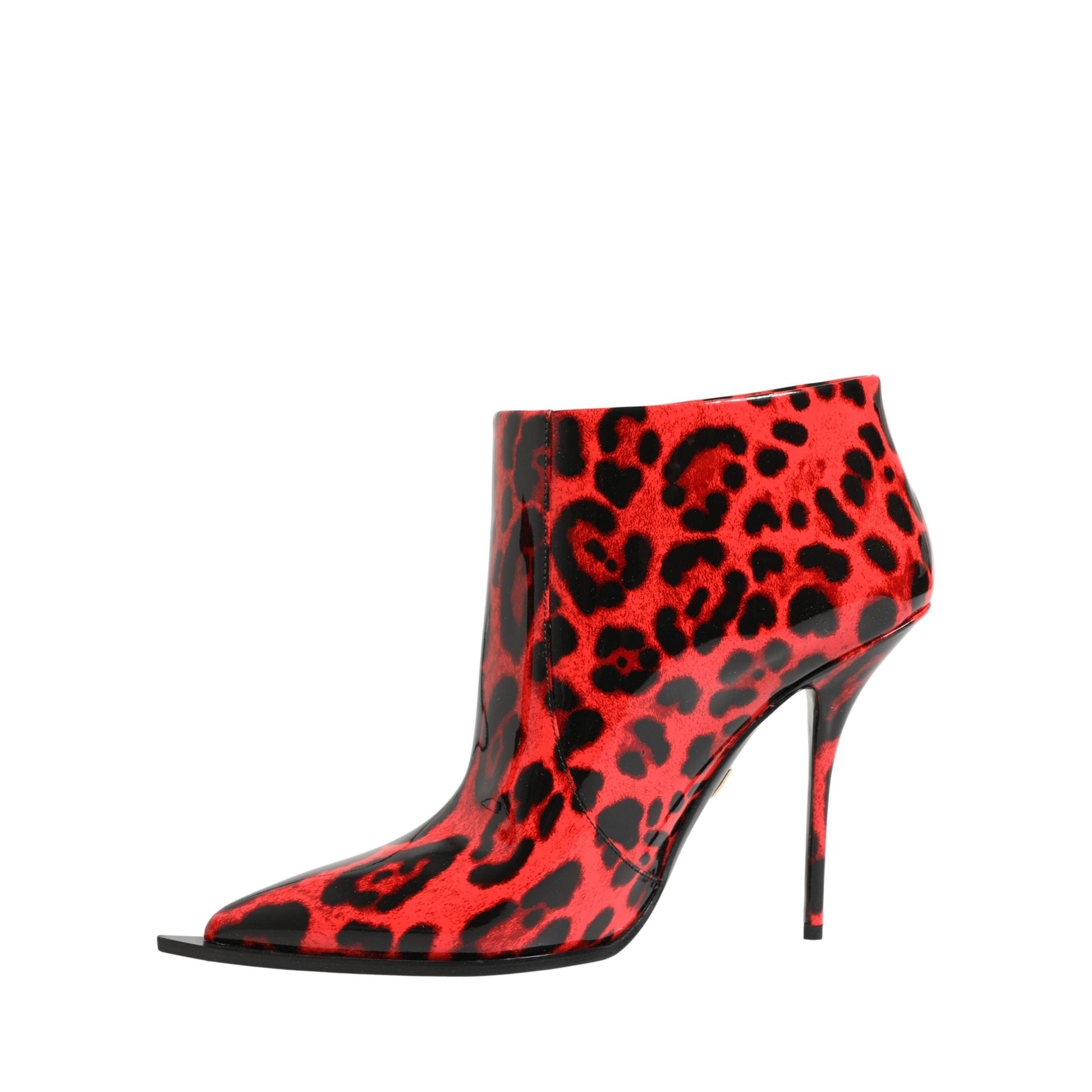 Dolce & Gabbana Red Leopard Cardinale Ankle Boots Shoes