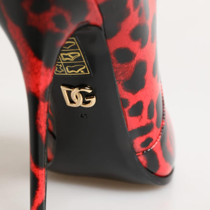 Dolce & Gabbana Red Leopard Cardinale Ankle Boots Shoes