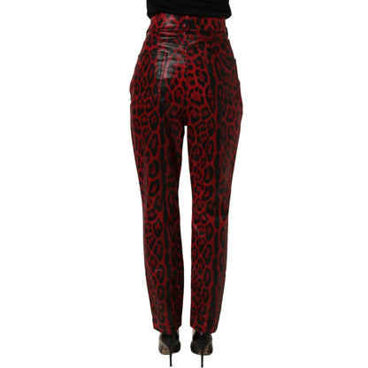 Dolce & Gabbana Red Leopard Cotton 5 Pockets Trouser Jeans