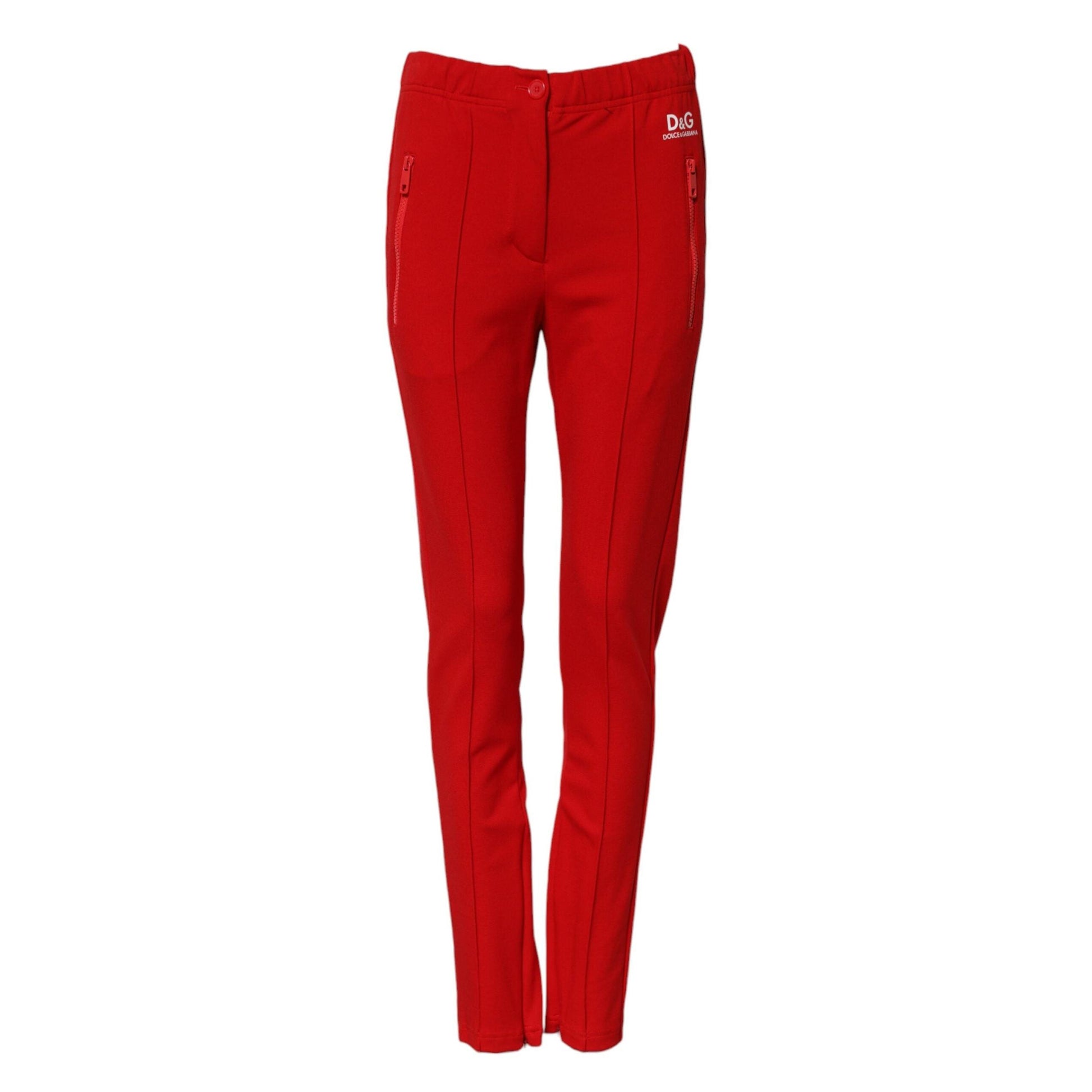 Dolce & Gabbana Red Mid Waist Slim Fit Pants