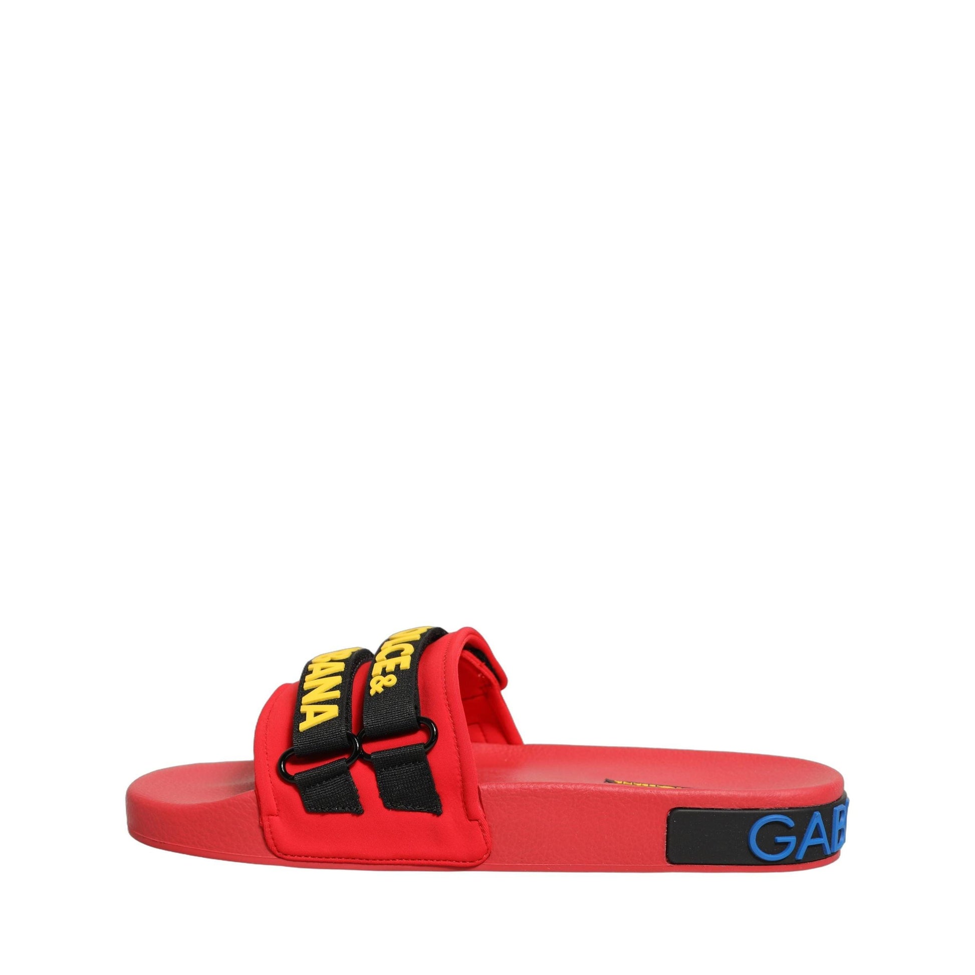 Dolce & Gabbana Red Neoprene Slides Flats Beachwear Shoes