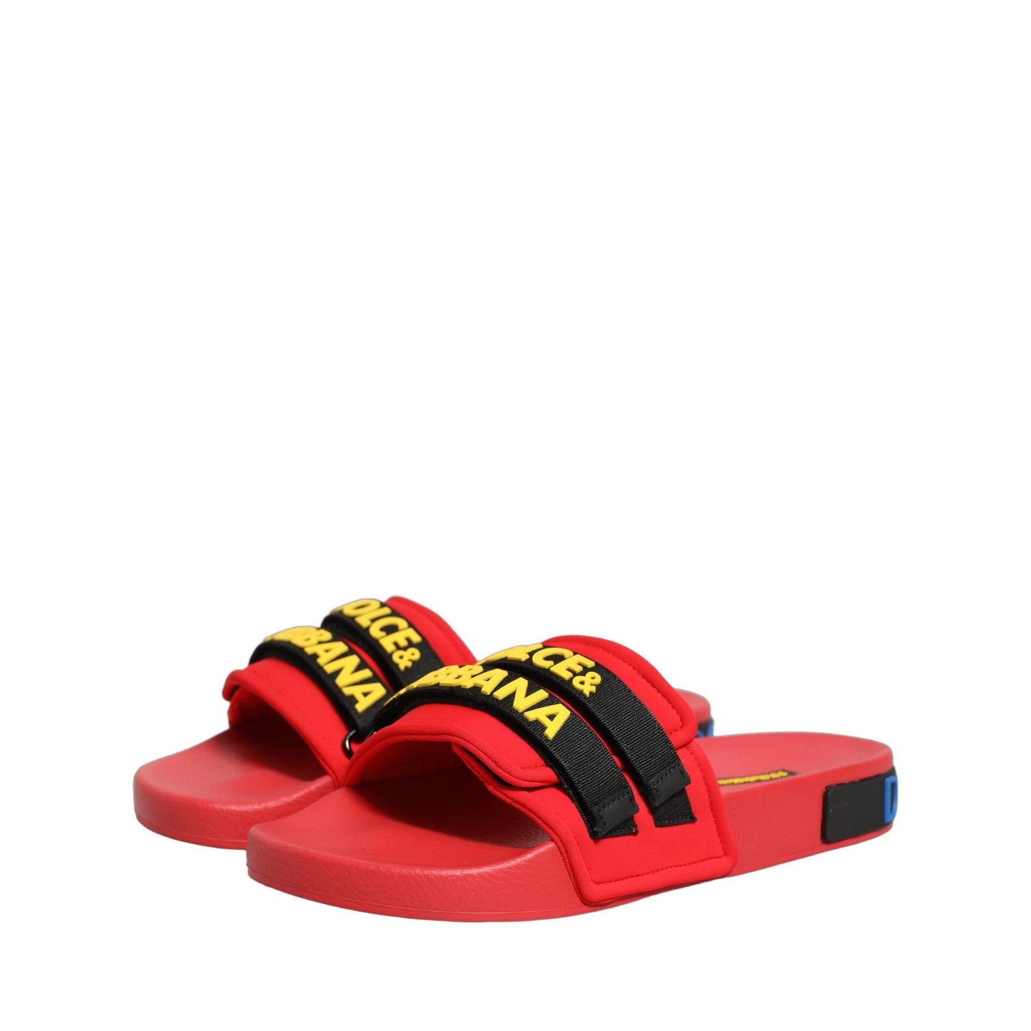 Dolce & Gabbana Red Neoprene Slides Flats Beachwear Shoes