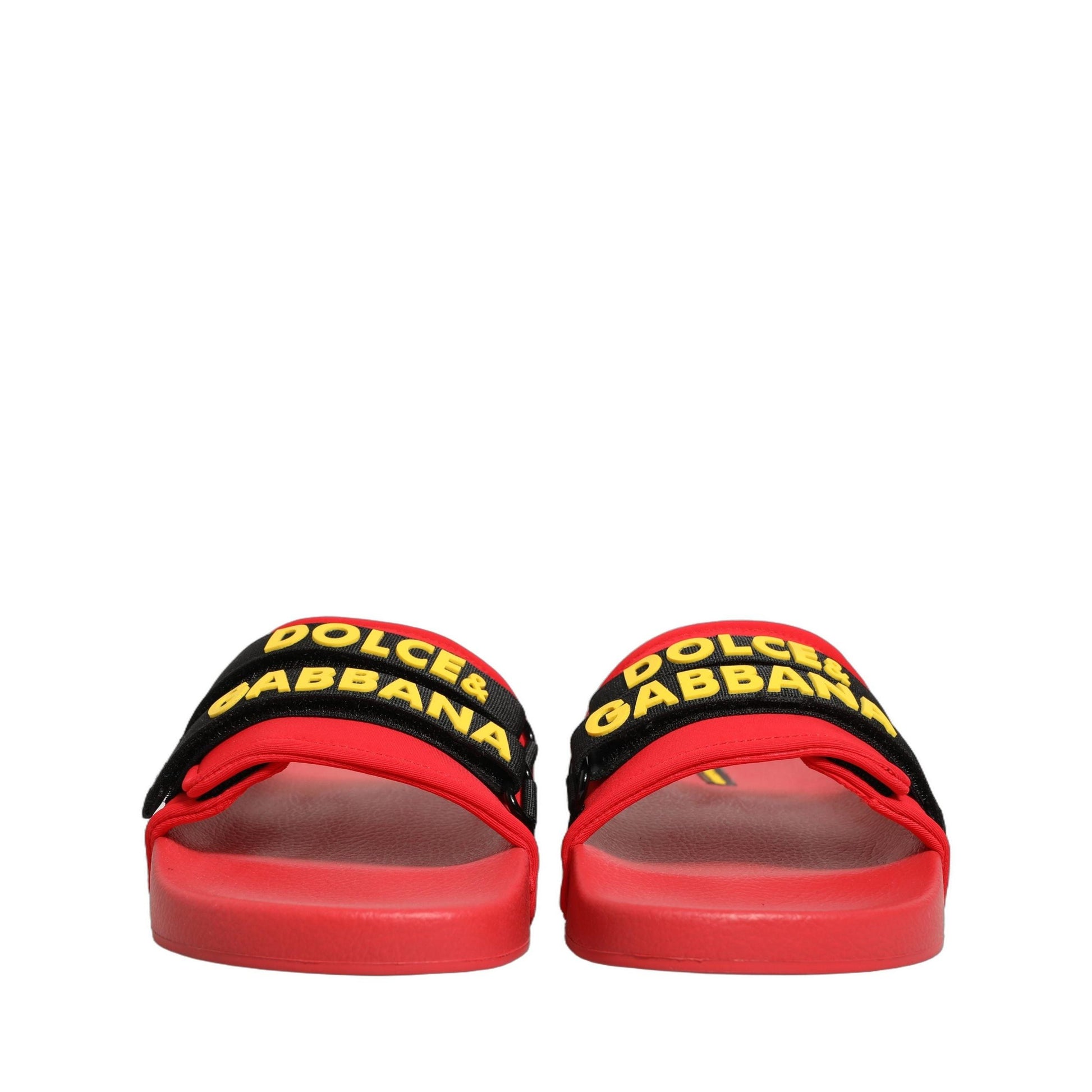 Dolce & Gabbana Red Neoprene Slides Flats Beachwear Shoes