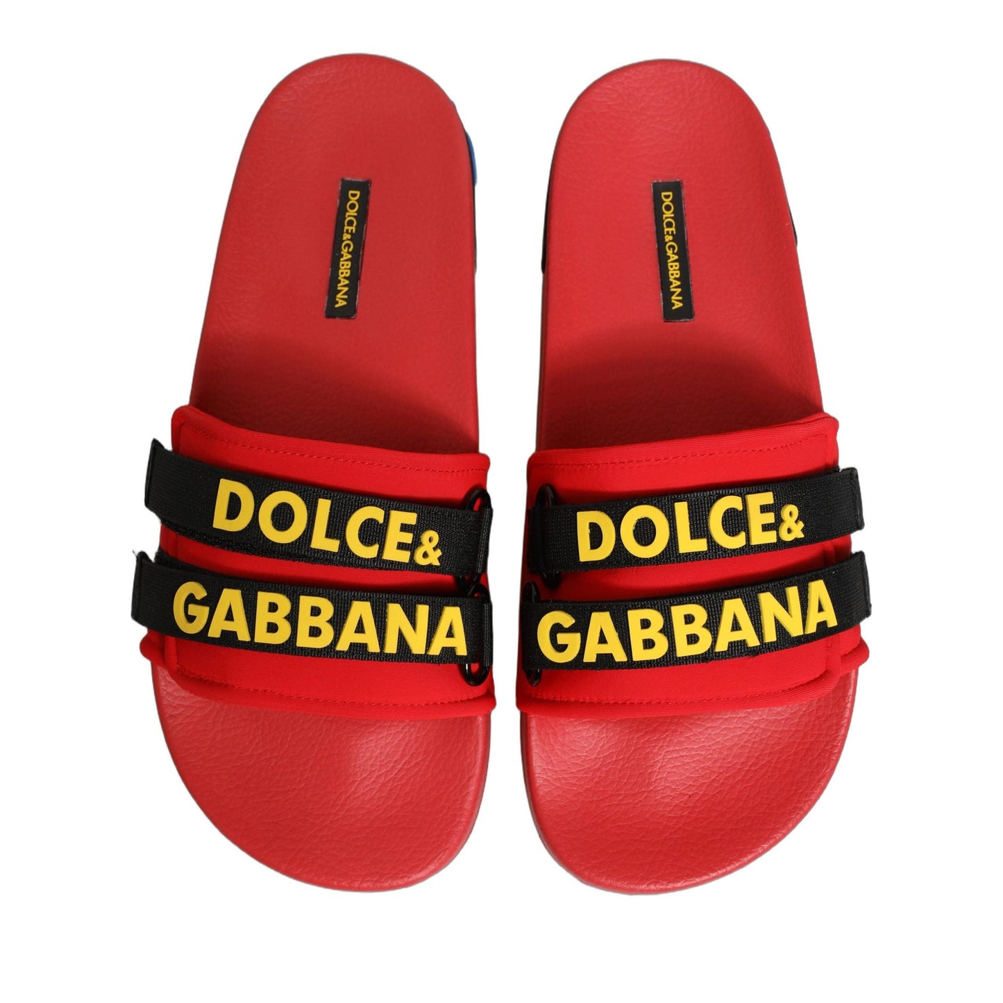 Dolce & Gabbana Red Neoprene Slides Flats Beachwear Shoes