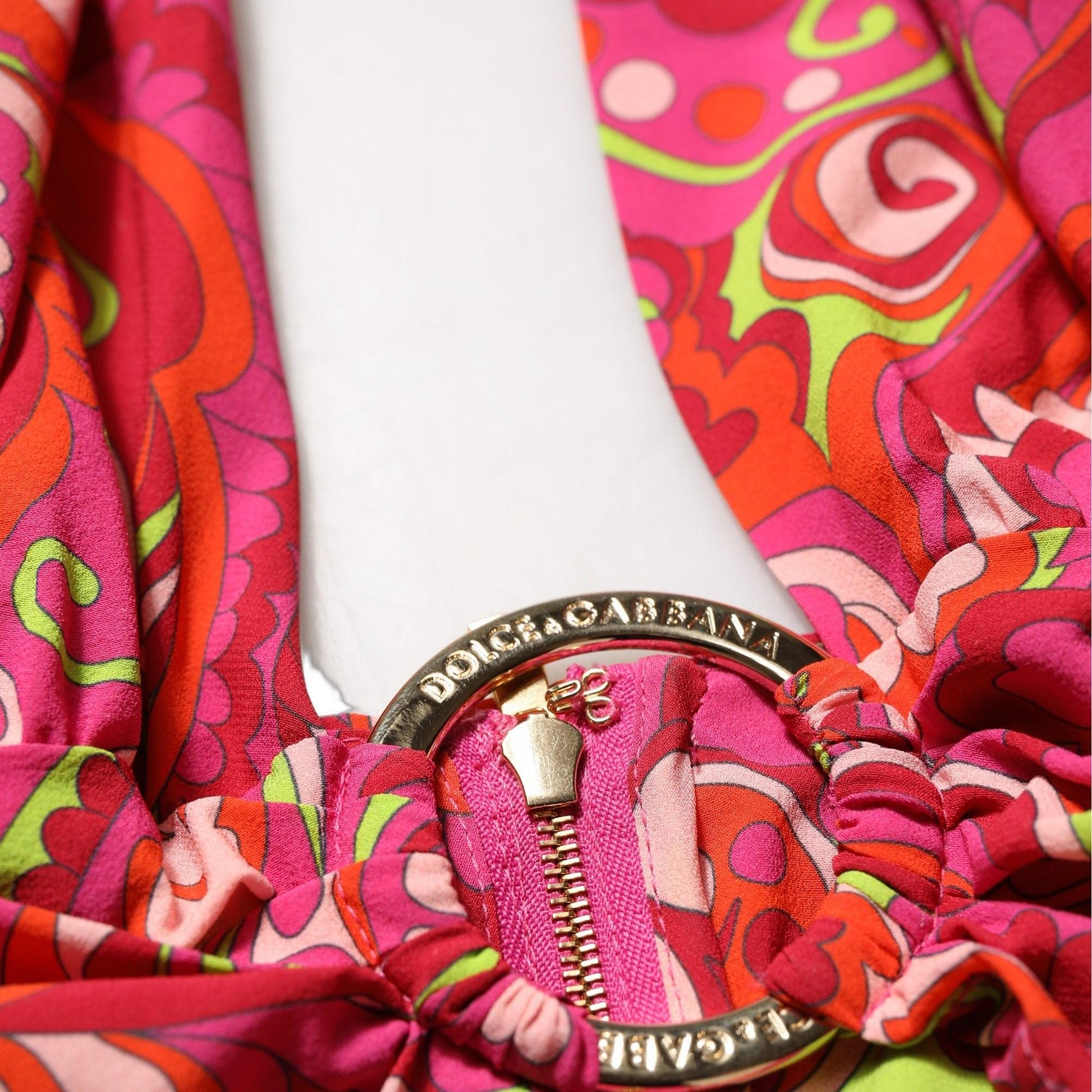 Dolce & Gabbana Red Paisley Silk Halter Neck Crop Tank Top