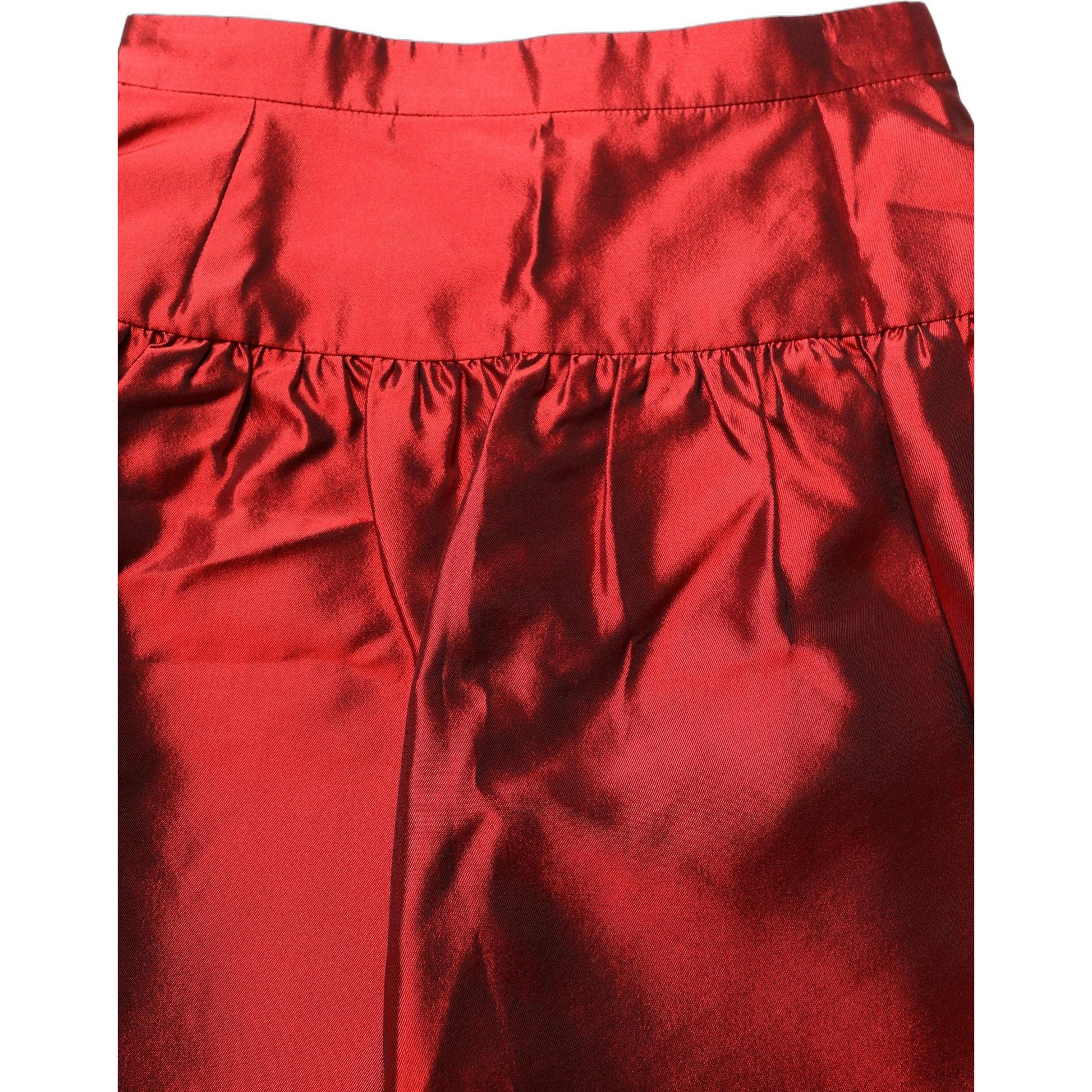 Dolce & Gabbana Red Silk Satin Bubble High Waist Mini Skirt