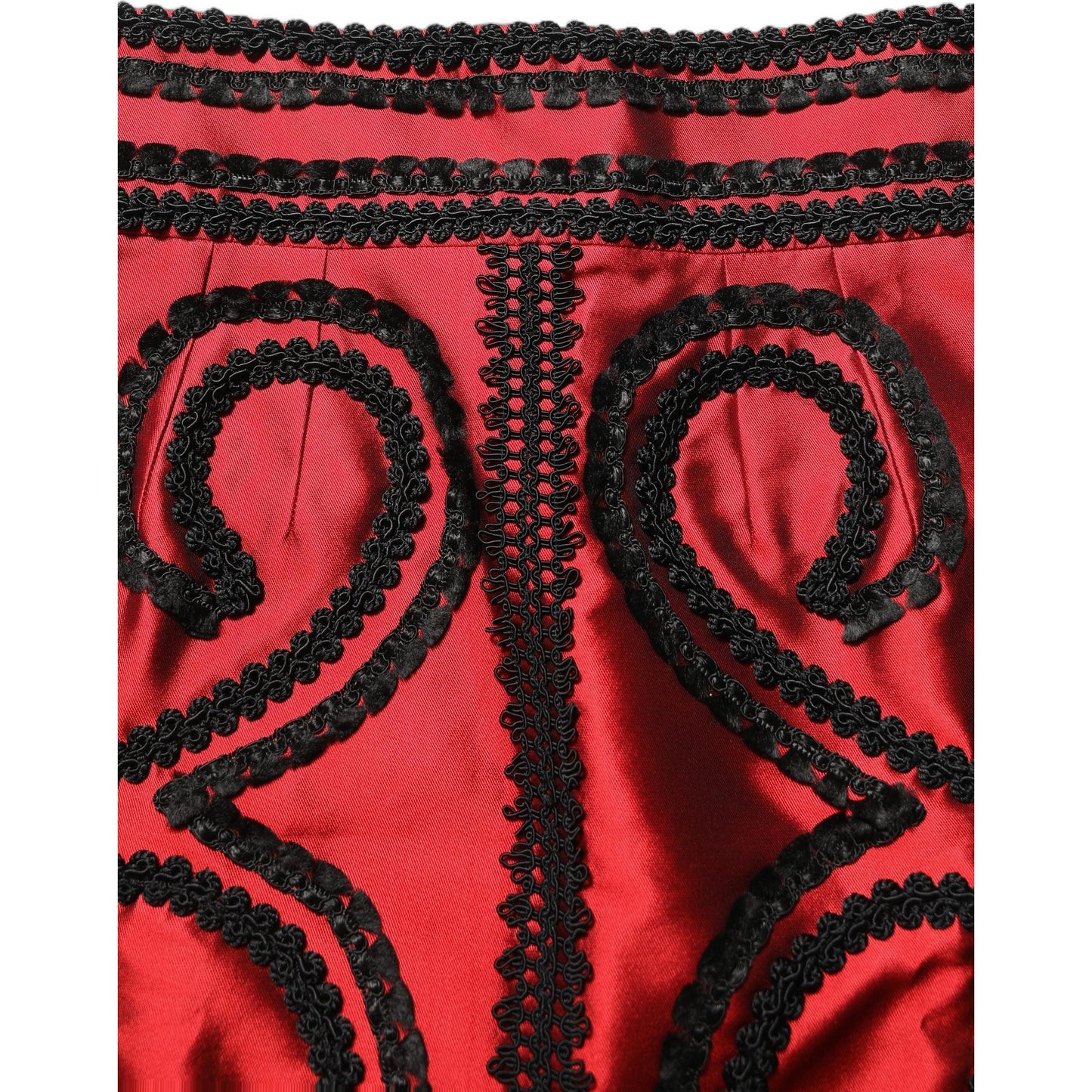 Dolce & Gabbana Red Soutache Embroidery A-line Mini Skirt