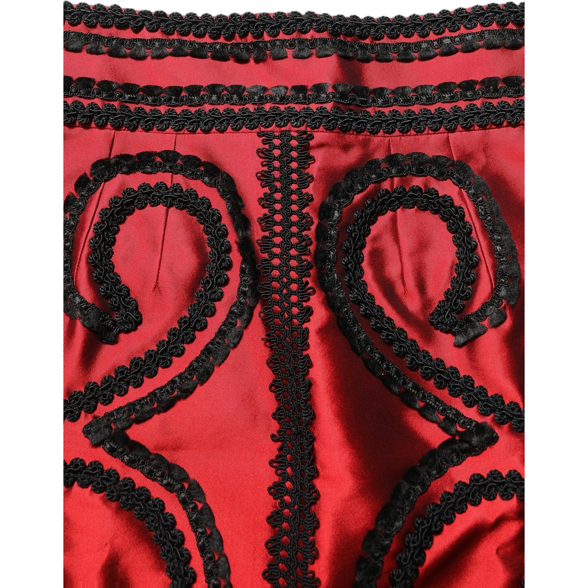 Dolce & Gabbana Red Soutache Embroidery A-line Mini Skirt