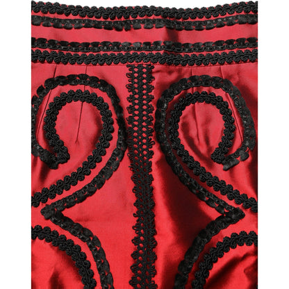 Dolce & Gabbana Red Soutache Embroidery A-line Mini Skirt