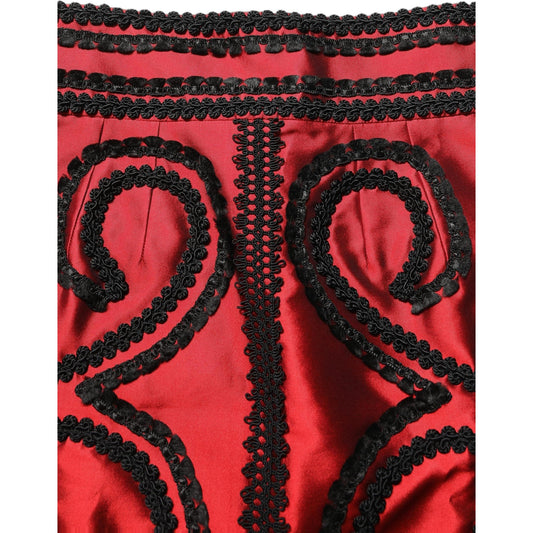 Dolce & Gabbana Red Soutache Embroidery A-line Mini Skirt