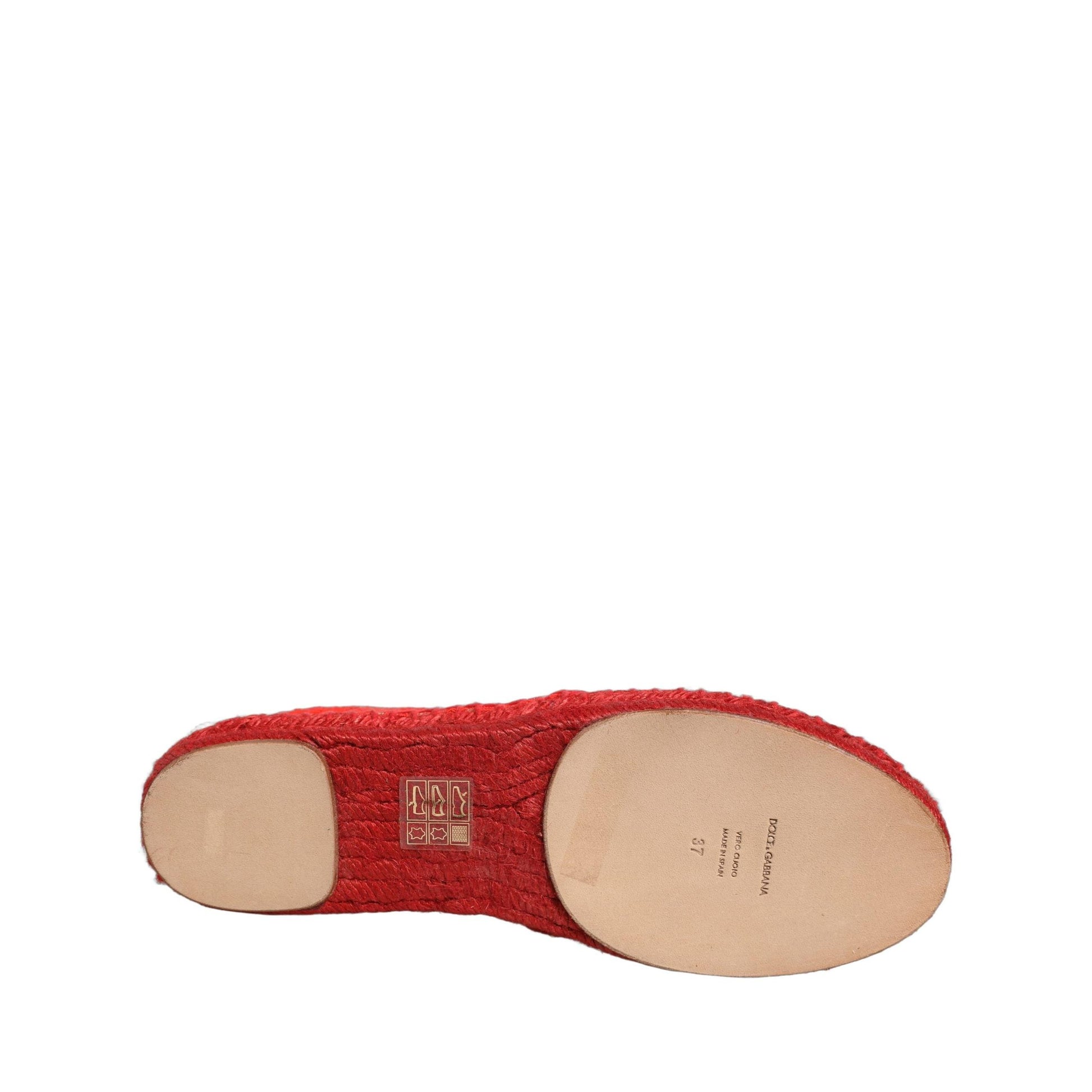 Dolce & Gabbana Red Taormina Lace Espadrille Flats Shoes