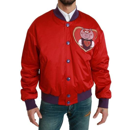 Dolce & Gabbana Red YEAR OF THE PIG Bomber Jacket