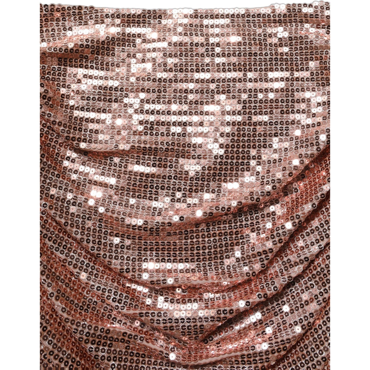 Dolce & Gabbana Rose Gold Sequin High Waist Ruched Maxi Skirt