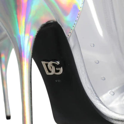 Dolce & Gabbana Silver Iridescent PVC Pointed Short Boots Shoes