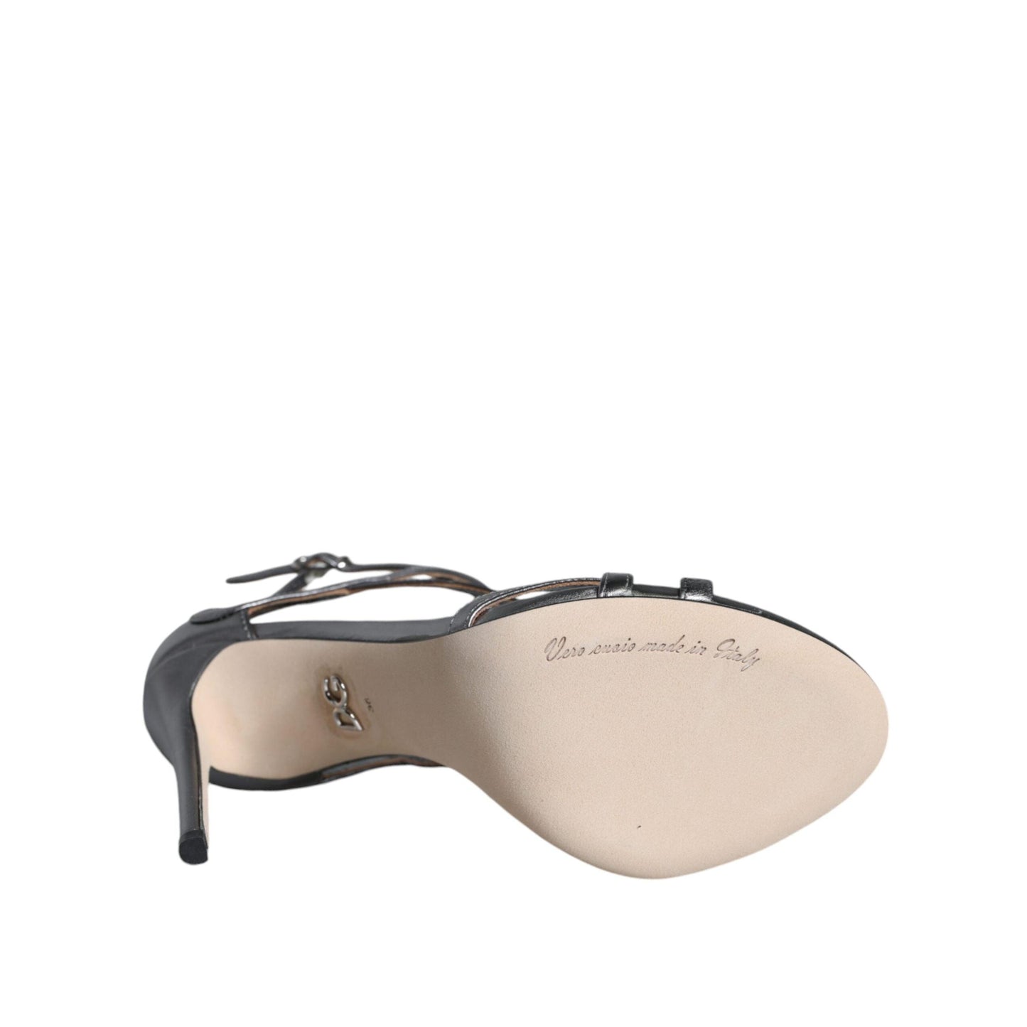 Dolce & Gabbana Silver Keira Leather Heels Sandals Shoes