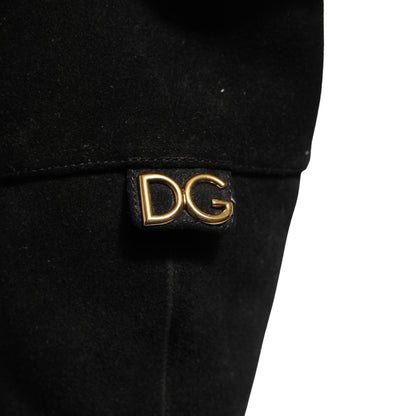 Dolce & Gabbana Suede Leather Knee High Boots Black