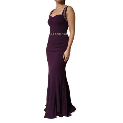 Dolce & Gabbana Violet Embellished Sheath Mermaid Gown Dress