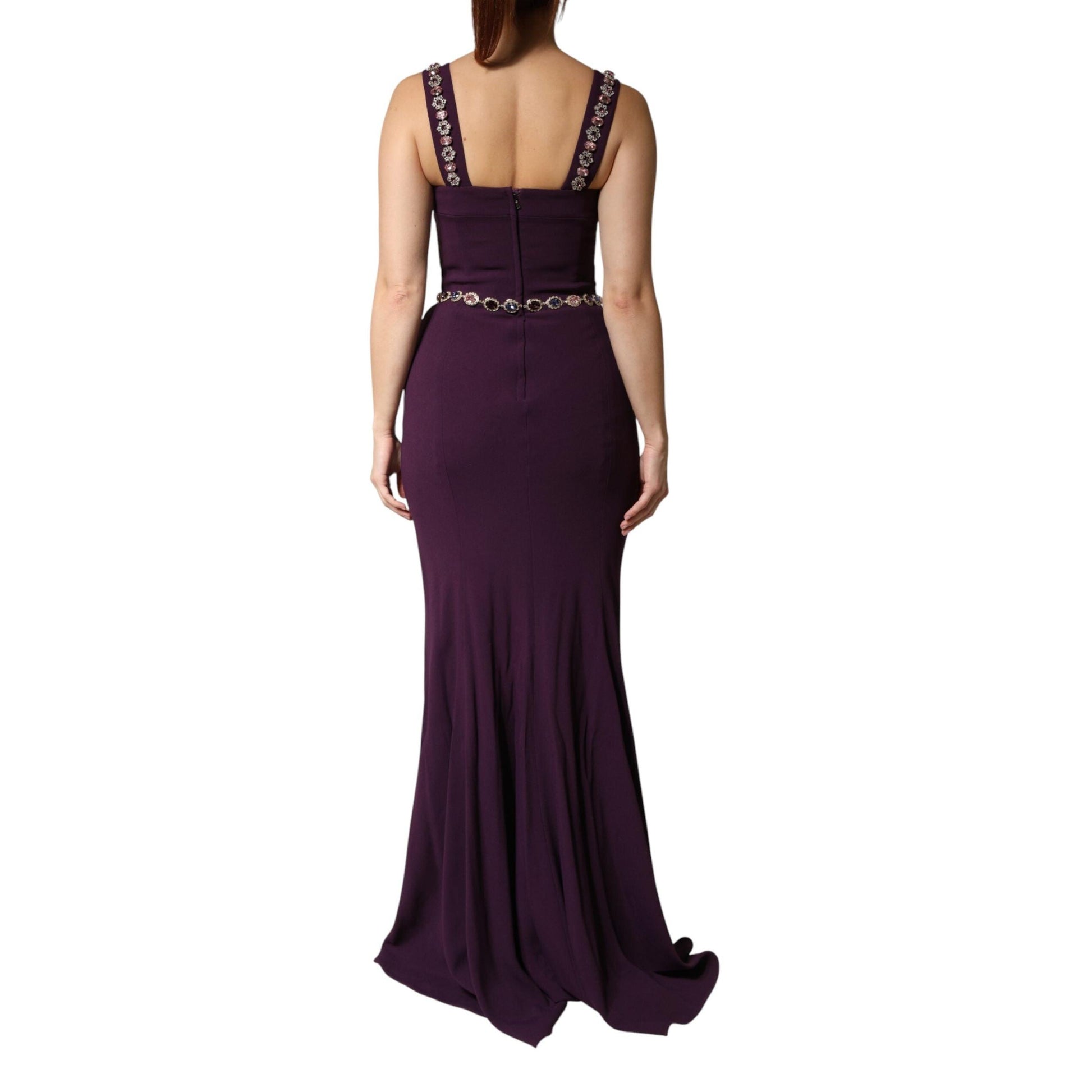 Dolce & Gabbana Violet Embellished Sheath Mermaid Gown Dress