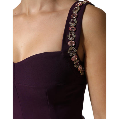 Dolce & Gabbana Violet Embellished Sheath Mermaid Gown Dress