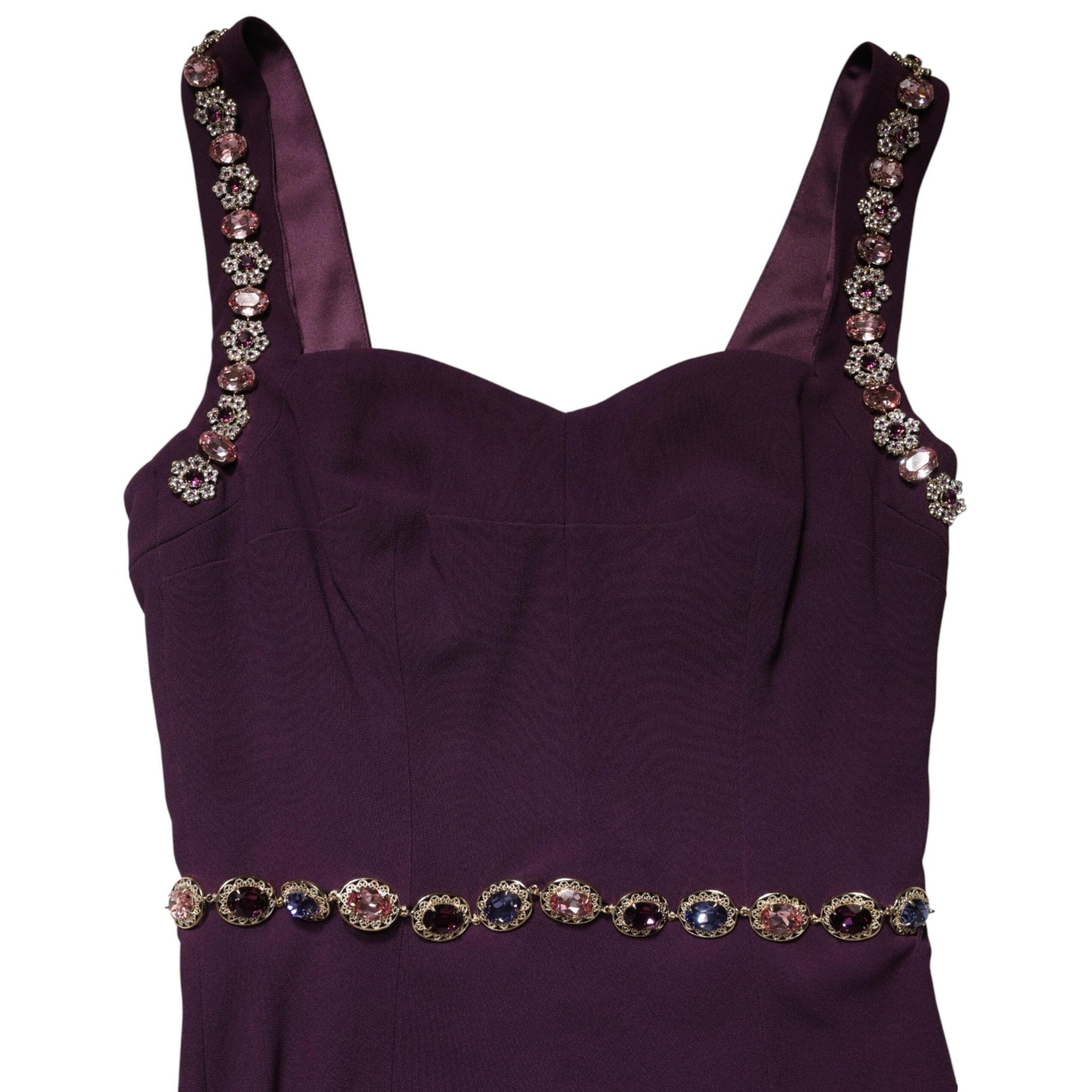 Dolce & Gabbana Violet Embellished Sheath Mermaid Gown Dress
