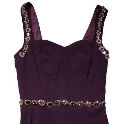Dolce & Gabbana Violet Embellished Sheath Mermaid Gown Dress