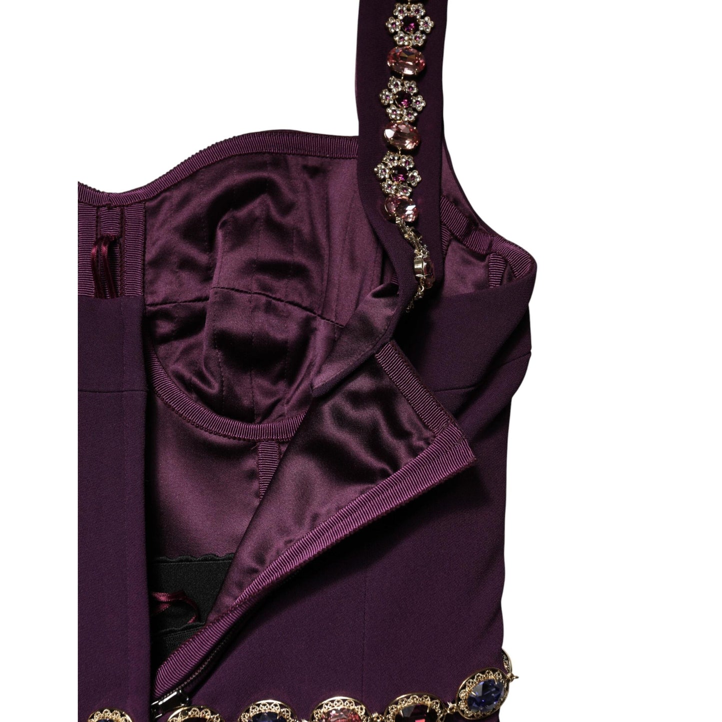 Dolce & Gabbana Violet Embellished Sheath Mermaid Gown Dress
