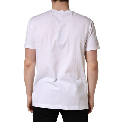 Dolce & Gabbana White Barcode Cotton Crew Neck Men T-shirt