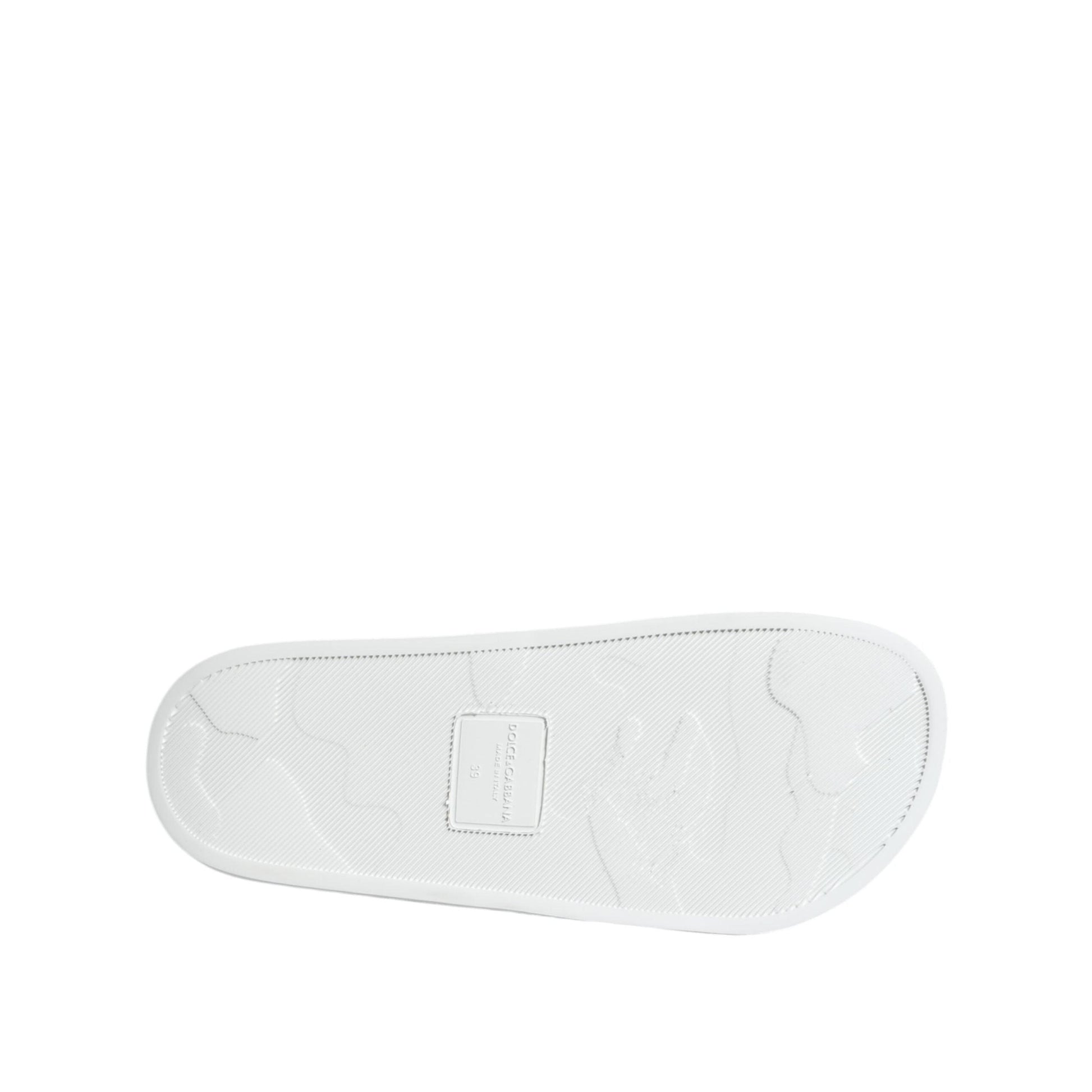 Dolce & Gabbana White Black Leather Sandals Beachwear Shoes