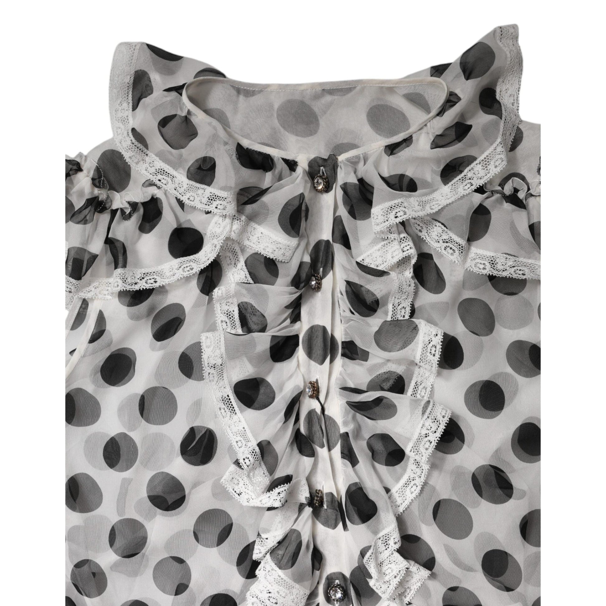 Dolce & Gabbana White Black Polka Dot Cotton Sleeveless Top