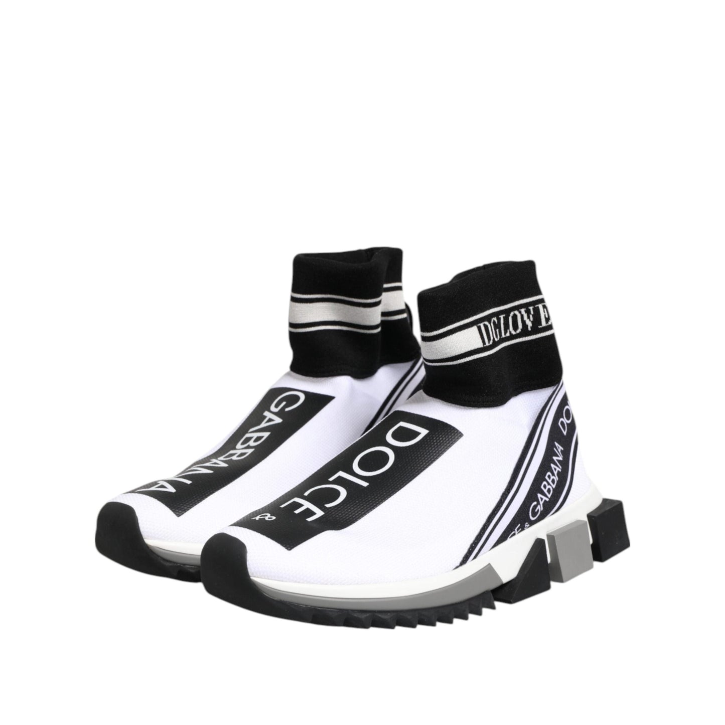 Dolce & Gabbana White Black Sorrento Socks Sneakers Shoes