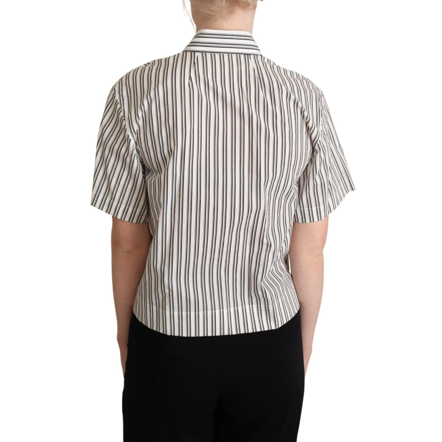Dolce & Gabbana White Black Striped Shirt Blouse Top