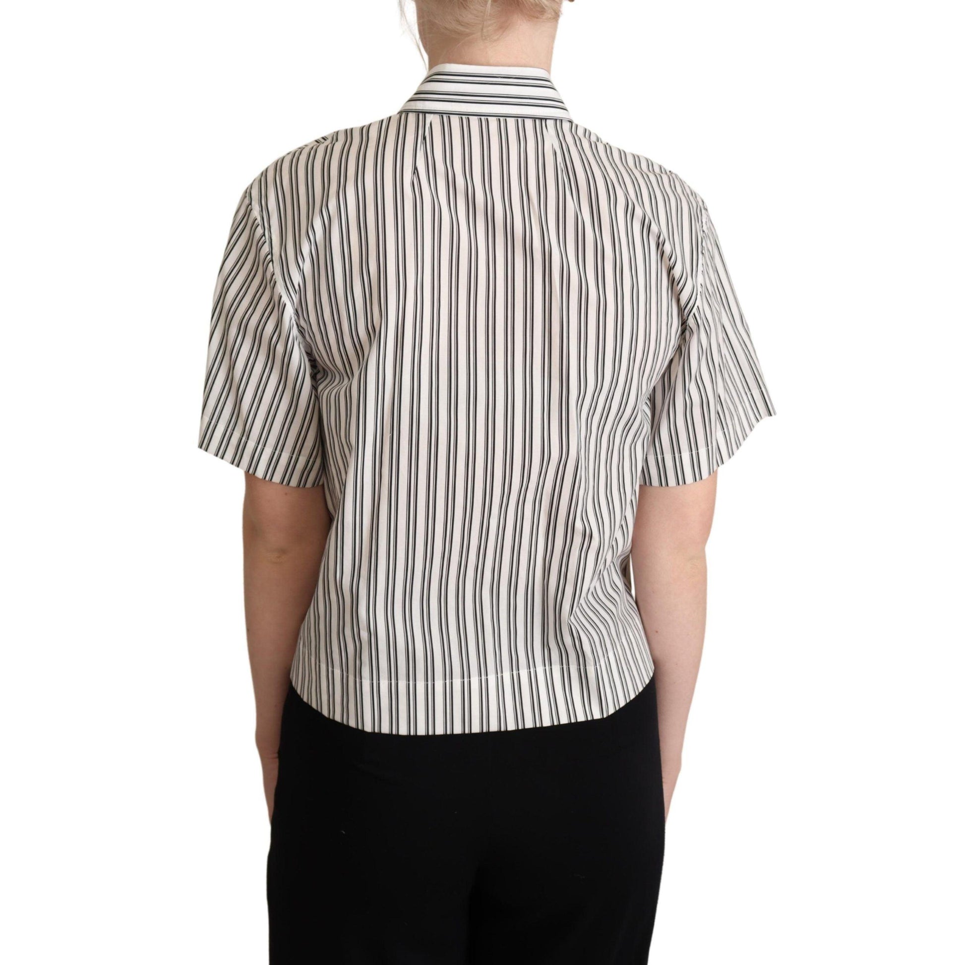 Dolce & Gabbana White Black Striped Shirt Blouse Top