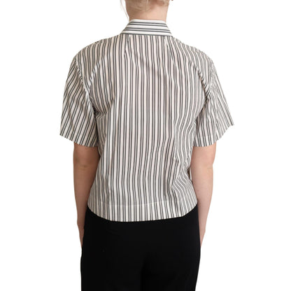 Dolce & Gabbana White Black Striped Shirt Blouse Top