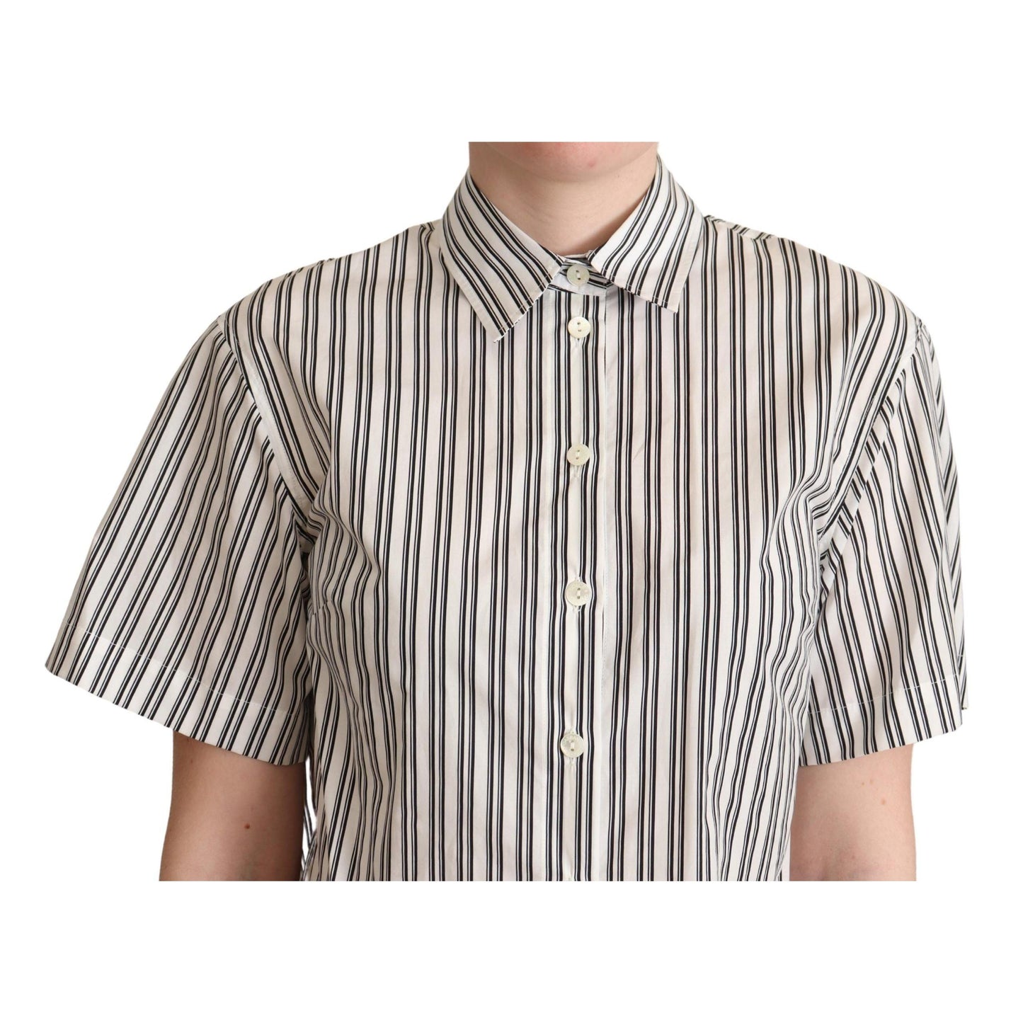 Dolce & Gabbana White Black Striped Shirt Blouse Top